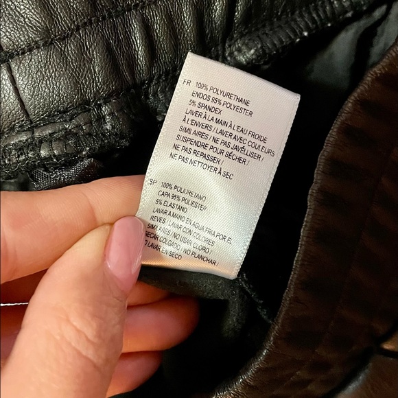 XS Black Faux Leather Jogger Pants - Picture 5 of 9